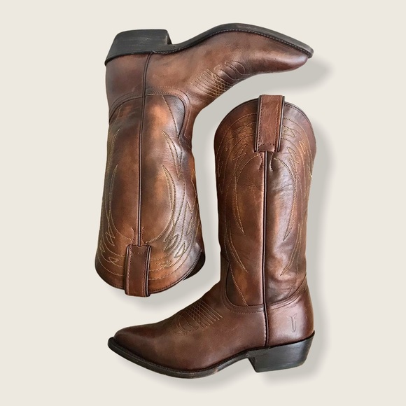 Frye Shoes - Frye Billy Pull On Cognac Leather Cowboy Boots